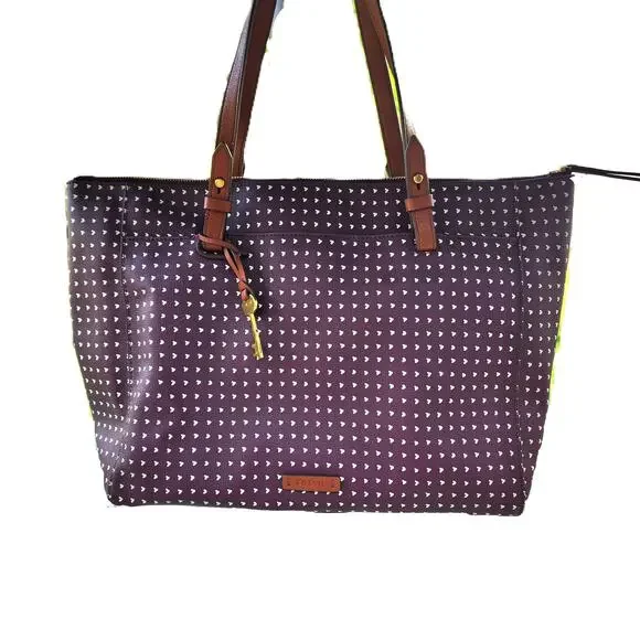 Fossil Rachel Hearts Vegan Leather Tote & BiFold Wallets Set